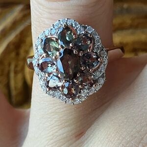 Color Changing Garnet Moissanite Sterling Silver Ring Size 7